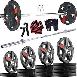 Bullar Xmark Rubber 10kg to 150kg Home Gym Set with 7ft Olympic Barbell & Premium Accessories (Xmark Plates+ 7ftOlympic Rod + Premium accesories, 10Kg (2.5kg x 4) Combo)-image-18