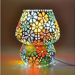 Mahganya Mosaic Style Dome Shaped Glass Table Lamp Multicolour for Living Room,Bed Room,Desk, Pack of 1 (Design6)-16