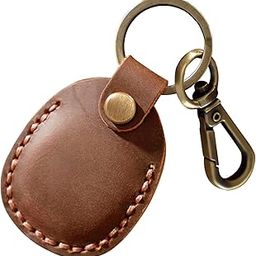 Chalk Factory Leather Airtag Case Keychain, Portable Handmade Genuine Leather Air Tag Holder with Keyring Protective Case Cover Compatible for AirTags (Tan)-picture-22