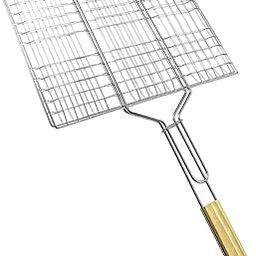 UJEAVETTE Grill Basket Barbeque Griller Stainless Steel for Vegetables Chicken Seafood 38.5cmx28cm-13