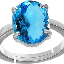 13.25 Ratti 12.25 Carat Special Quality Blue Topaz Free Size Adjustable Ring Silver Plated Gemstone by Lab Certified(Top AAA+) Quality for Man or Women-image-19