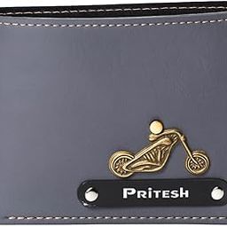 Personalized Name & Charm Leather Wallet for Men |Customized Gifts for Men Boy Teens Boyfriend Husband Father Friend Family Office Lover Couples (Grey)-image-107