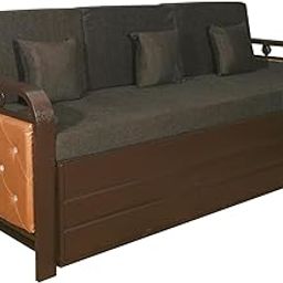 AMMA Enterprises Metal Sofa Cum Bed with Matress and Hydraulic (Dark Brown,6X6)-image-67
