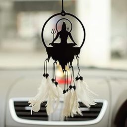 ATOOZED Acrylic Lord Shiva Car Hanging Car Rear View Mirror Decor Ornament Accessories Good Luck Dream Catcher Positive Vibes Balcony, Gift, Car, Wind Chimes, Room (Shiva) 1 Pcs, Black-8