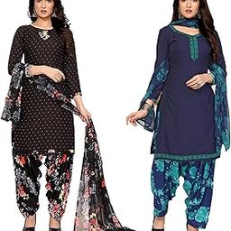 Women's Crepe Dress Material Set for Women | Unstitched Printed Fabric for Kurta Bottom & Dupatta (Pack of 2)-image-32