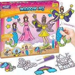 Imagimake Window Art - Princess - 16 Pieces Glass Painting Set - Princess, Mermaid, Unicorn Designs - Craft Kit for Girls 5 Years & Above - Multicolor-12