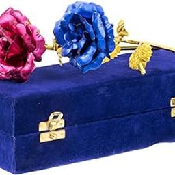 Lavanaya Silver Blue Pink Gold Rose 25cm with Gift Box-image-72
