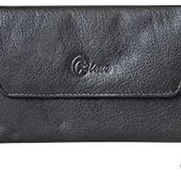 Genuine Leather Envelope Womens Clutch Wallets Ladies Purse with Detachable Strap & Mobile Slot With Multiple Card Slots (Black)-46