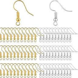 Dhruv Crafts Earring Clasps Hooks Ear Wire for Jewelry Making Earring Making Kit for DIY Earring Supplies, Silver, Gold (100)-29