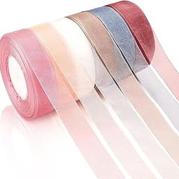 Store2508 6 Rolls Pastel Colours Sheer Chiffon Ribbon Organza Satin Ribbon for Wrapping Decorating Valentine's Day Wedding Birthday Bouquet Garland (50 Yard Each Roll)-picture-13