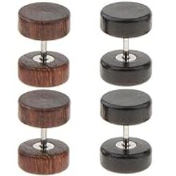 4 Pair Women Men'S Barbell Natural Wood Ear Studs Earrings Mixed Color 8Mm | Fashion Jewelry | Earrings-image-58