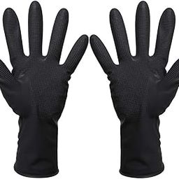 Reusable Latex Hair Dye Gloves, Professional Black Salon Hair Color Rubber Gloves, 5 Pairs (5 left+5 right), Medium-image-37