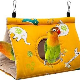 KUTKUT Winter Warm Bird Nest House - Hanging Cave Tent Parrot Hammock Velvet Shed Hut Cage Plush Fluffy Birds Hideaway Sleeping Bed Fuzzy for Parrot Parakeet Cockatiels Lovebird (Size: S)-14