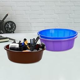 Homestic Pack of 3 Desk Organizer | Stationery Organizer | Multipurpose Organizer | Office Supplies for Pen-Pencil-Staplers | Desktop Organizer | 6 LTR | Purple & Blue & Brown-image-27