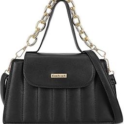 PU Quilted Structured Sling Bag with Golden Chain Accent for Women, Girls and Ladies | Comes with a Detachable Sling Strap | Ladies Purse Handbag-image-66