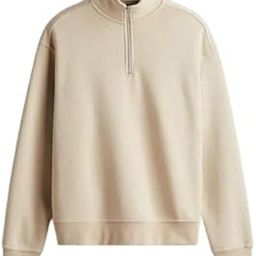 Solid Loose Fit Half Zip Sweatshirt Long Sleeves Winter Wear Hoodie for Men's-image-19