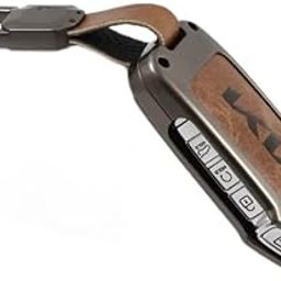 Carloginn®️ Metal Leather Car Key Cover Fit for New Kia Seltos 2023 Facelift | Carens X Line | Sonet Facelift - 4 Button Smart Key (TAN)-picture-26