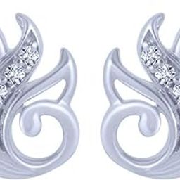 14k (585) White Gold and Diamond Stud Earrings for Women-image-68