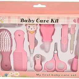 10-Piece Baby Care Kit with Hair Brush, Comb, Nail Clippers, Scissors, Nasal Aspirator (Baby Pink)-image-72