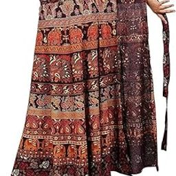 Women's Jaipuri Traditional Printed Long Wrap-Around Maxi Skirt-image-36