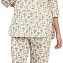 Cream Cotton Printed Night Suit Set(DK0298)-image-3