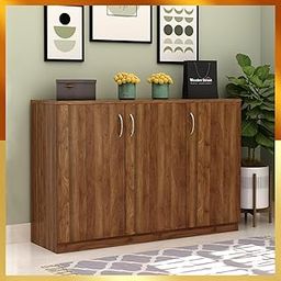 Wooden Street Zora Shoe Rack Engineered Wood 3 Doors Shoe Rack Footwear Stand Organizer, 1 Year Warranty (Columbian Walnut Finish)-17