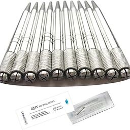 Wholesale Aluminium Microblading Pen 10Pcs Silver Color Lightweight Manual Microblade Needle Holder - QMYBrow-0
