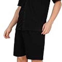 Men’s Co-ord Set with Lining Design | Half Sleeve Collared Shirt & Shorts Set for Men | Stylish Summer Outfit for Travel, Lounge, Streetwear, Beachwear |-image-99