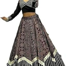 Kutchhi Leriya Chaniya Choli Set – Heavy Gotta Border Skirt | Kutchhi Print Blouse with Back Hook | Mal Cotton Embroidered Dupatta | 9–10M Flair | Ready to Wear-image-75