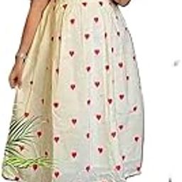 White Cotton Heart Print Puff Sleeve Dress-image-46