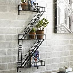 Vintageware® 3 Tier Iron Wall Shelves Fire Escape Ladder Shape || Wall Shelves for Living Room, Bedroom, Hall & Home Decor || (Black)-image-54