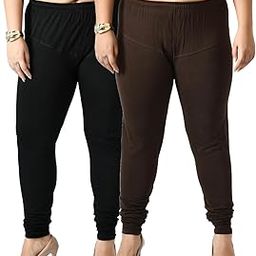 Women Cotton Lycra Stretchable Full Length Churidar Leggings Combo Pack of 2-image-24