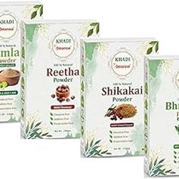 Khadi Omorose Natural Hair Care Powder combo | Amla, Reetha, Shikakai, Bhringraj, 800 gram | 200 gram Each, Chemical-Free-18