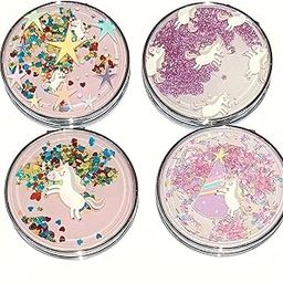 ARPIT MART Unicorn Glitter Multicolour Makeup Mirror - Small Portable Cute Pocket Mirror with 2X Magnification, Folding Design, Perfect for Purse or Travel, (Pack of 1)-55