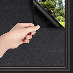 ONEHOME Vinyl Frosted Window Self Adhesive Privacy Blackout Glass Film for Privacy Office| Wallpaper Vinyl Sheet Door, Bathroom, Home, Window (Frosted Black, 12x72)-image-10