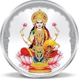 Precious Moments BIS Hallmarked Round Shape Laxmi ji Colour Silver Coin Available In 10/20/50/100 Gram.-image-20