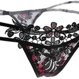 snappsy 2xWomen Lace Floral Briefs Lingerie Knickers Thongs Panties Underwear Black-picture-6