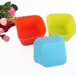 Royals Silicone Muffin Cupcakes Mould, 6pc Set (Square), | Cake Mould, Muffin Cake Cup Cake Moulds, Silicone Molds |-image-49