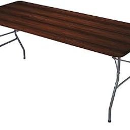 MAZU Aged Wooden Planks Texture Vertically Striped Rectangular Table Cloth Cover, Waterproof Elastic Fitted Tablecloth, Table for Picnic, Camping, Outdoor 48x24 Inch for 4ft Table, Design1059-image-2