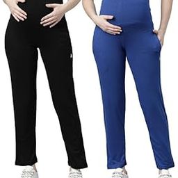 Womens Cotton 2 Pieces Viscose Maternity Trouser/Maternity Pant/Over Belly Design Pant/Pregnancy Pant with Elastic Waistband(2combo)-image-81