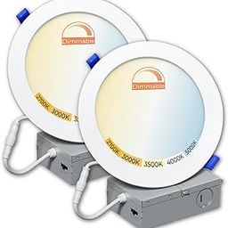 2 Pack 6 Inch 12W LED Recessed Ceiling Light Fixture with Junction Box, Selectable Color Temperature 2700K/4000K/5000K, 110W EQ, Dimmable Downlight Without-image-6