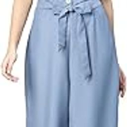 Women Tie-Knotted Shoulder Strap Polyester Dobby Jumpsuit-image-20