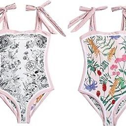 Women's One Piece Swimsuit -Bathing Suit for Women Tummy Control Reversible Bustier Floral Print Monokinis-image-4