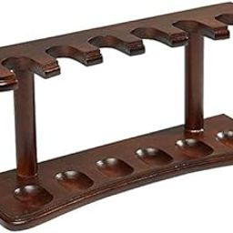 Wood Pipe Stand for 6 Bent or Straight Pipes in Wooden Walnut or Oak Finish (Walnut)-12