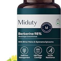 Miduty by Palak Notes 98% High Strength Berberine HCL Triple Benefits of Blood Sugar Control, Vitamins, Minerals - Diabetic and Pre-Diabetic Care - Lower Blood Sugar levels - 60 Tablets-6