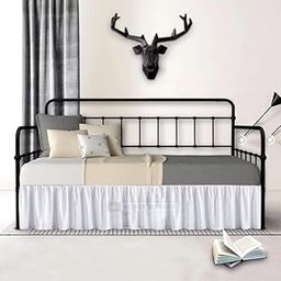 Daybed Skirt With Split Corners Twin Size Dust Ruffle Bedskirt-Microfiber Bed Sofa Daybed Skirt For Living Room Guest Room-Bed Skirts For Day Beds-12 Inch Bed Skirt Twin Size White Bed Skirts-2