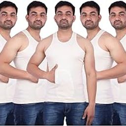 Men's Pocket Cotton Rn Sandow Sleeveless Off-White Vest Tank_Pack of 5-image-89