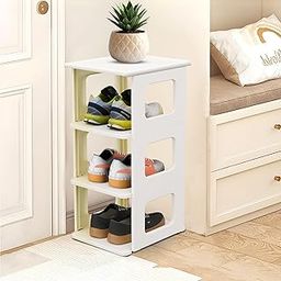 Kuber Industries Stackable 3 Layer Shoes Rack for Indoor Outdoor | Collapsible Footwear Shoes, Sandal, Chappal & Slipper Stand for Home | Space-Saving Foot Stand for Entryway | White & Ivory-23