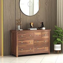 Unique Woodcraft Sheesham Wood Chest of 8 Drawers Wooden Sideboard Storage Cabinet with Drawers for Bedroom Living Room Home (Natural Finish)-2