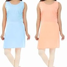 Women's Cotton Rich Camisole Slips - Pack of 2 | Soft & Breathable Half-Length Kurti Slips | Lightweight Knee-Length Suit Slip/Camisole for Comfort & Style |Sky Blue&Peach|-image-73
